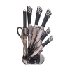 Three Bar Twill Black Handle Knives Stainless Steel Eight-Piece Set Plastic Knife Block,Только один вид,Металл【Упаковка на английском языке】_201578497