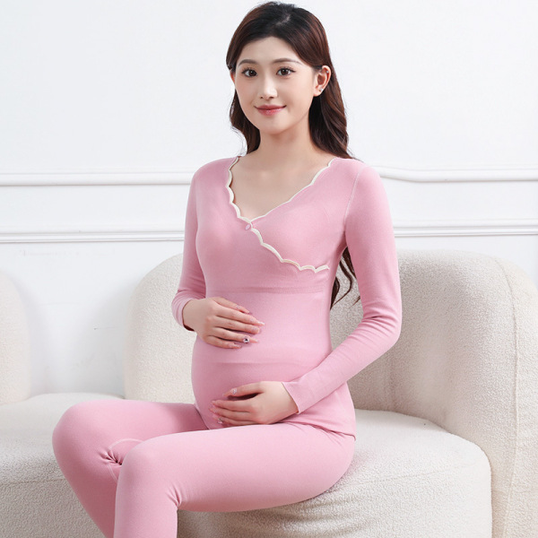 Maternity Thermal Underwear with Chest Pads Nursing Set (L/XL/XXL/XXXL),100% polyester fiber,Women,XL,Long sleeve【Packaging without Words】_201609948_hd