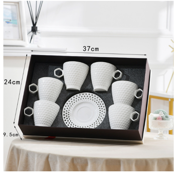 Small 90ML white relief hollow ceramic coffee cup butterfly set 【 37 * 24 * 9.5CM 】,Ceramics【Packaging without Words】_201894119_hd