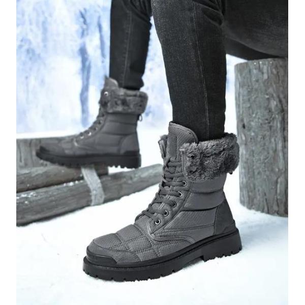 High-top waterproof padded warm snow boots,Men,#43,Gray,12,Colored box,Rubber,pigskin【Packaging without Words】_201608418_hd