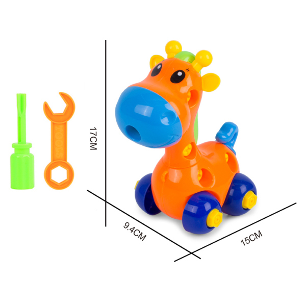 Разборный и волочащийся жираф 4 цветов - желтый, оранжевый, синий и зеленый