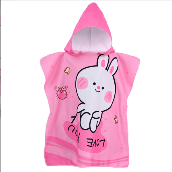 Cartoon children's bath towel soft quick-dry cape microfiber hooded bathrobe