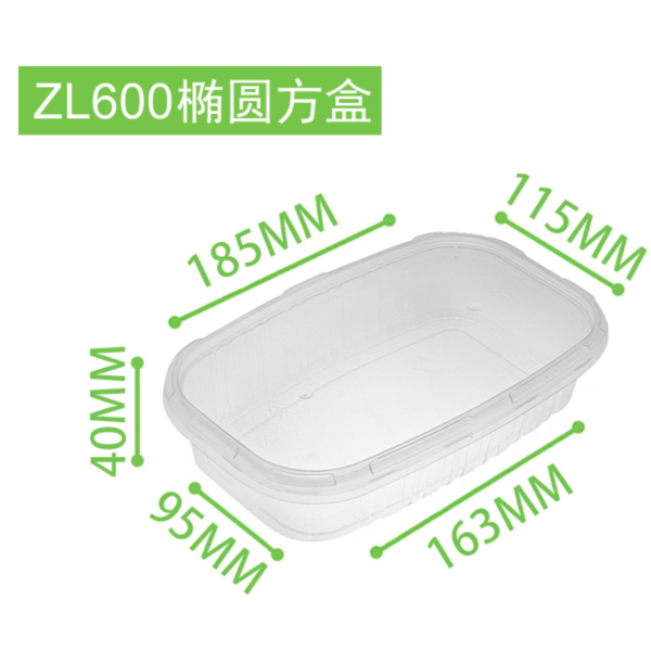 Disposable Plastic Oval Square Box Monochrome Clear [No Text Packaging