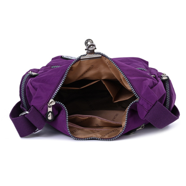 Leisure bag, lightweight and large capacity diagonal cross bag, monochrome clear purple [no text packaging]