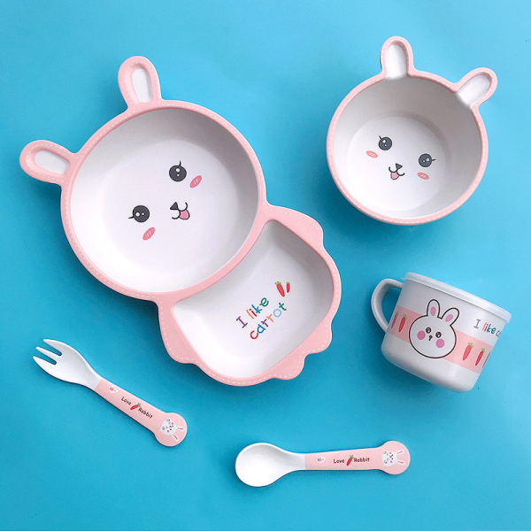 Bamboo fiber children's tableware set [26.3 * 20.3 * 8.3cm]