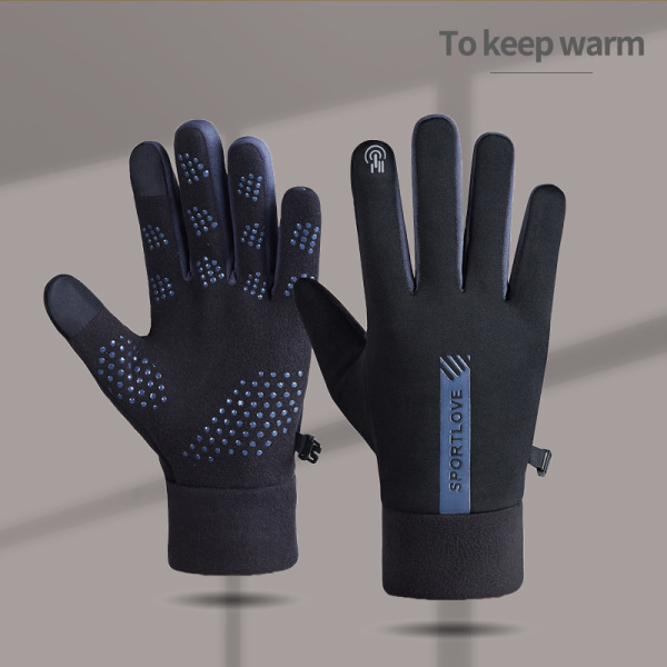 Velvet Outdoor Sports Cycling Anti slip Waterproof Touch Screen Gloves Men's One Size 100% Polyester Fiber [No Text Packaging]