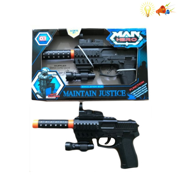 gun Electric Pistol
 Lights Sound IC without language Solid color Plastic【English Packaging】_200205366_hd