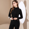 Solid Color High Neck De Velvet Cationic Heat Sharpening Thermal Underwear Set,100% polyester fiber,Women,L,Long sleeve【Packaging without Words】_201609860