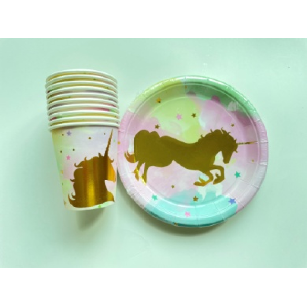 7" 10pcs Stamping Unicorn Series Birthday Party Tableware,one colour only,paper【Packaging without Words】_201493812_hd