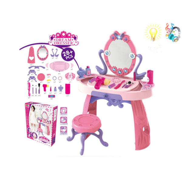 Makeup table with chair Lights Music English language IC Plastic【English Packaging】_100652885_hd