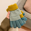 Color blocking warm couple cute wool striped touchable gloves,Common use,Uni size,split-finger gloves,100% polyester fiber【Packaging without Words】_P02814138_11_m