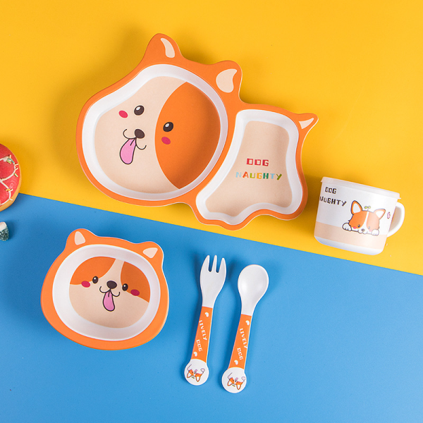 Bamboo fiber children's tableware set [26.3 * 20.3 * 8.3cm]