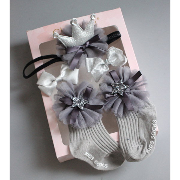 Newborn Hairband + Hair Clips + Socks Set (box to be filled by yourself)