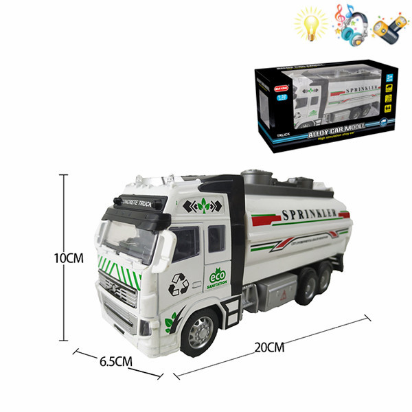 Городской автоцистерна Инерционный механизм (с отводом назад) Масштаб 1:32 Со светом С музыкой IC без слов С элементами питания Чёрные колёса Металл【Упаковка на английском языке】_200690976_hd