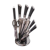 Набор из восьми предметов Double Bar Black Handle Knives Stainless Steel Eight Piece Set Acrylic Knife Block,Только один вид,Металл【Упаковка на английском языке】_201578492