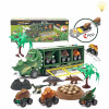 Inertia dinosaur storage car with lighting and music, 3 dinosaur return carts, one bag of scene containing 3 PVC dinosaurs, 2 trees, a volcanic rock, a dinosaur fossil, track, launcher Inertia Lights With battery Non-transparent wheels Plastic【English Packaging】_201151968