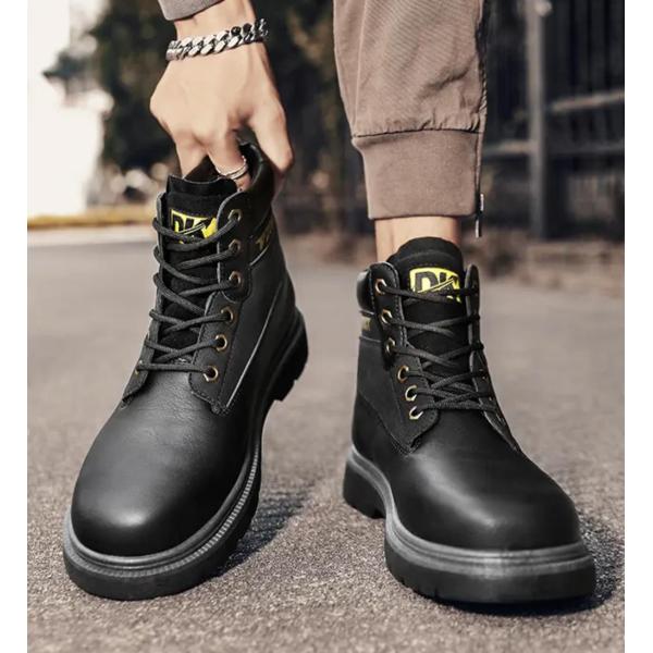 Motorcycle boots steel toe kicks not broken labor safety shoes military boots construction site rhubarb boots,Men,#40,Black,15,Colored box,Colored box,PU,Rubber【Packaging without Words】_201632864_hd