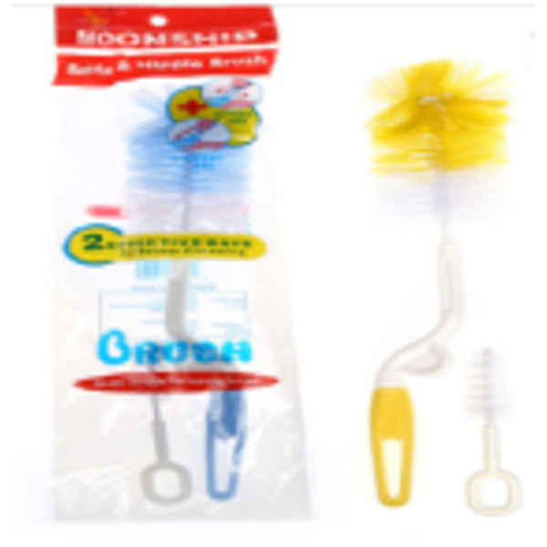 Bottle Brush Set of 2 Curved Long Handle,Mix color,Plastic【Packaging without Words】_201509056_hd