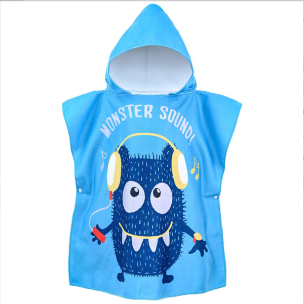 Cartoon children's bath towel soft quick-dry cape microfiber hooded bathrobe