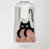 Knitted Kitten Pattern Tote Bag,Gray,one colour only【Packaging without Words】_201568081