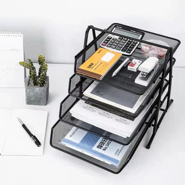 Iron mesh four-layer document tray,one colour only,Metal【Packaging without Words】_201493540_hd