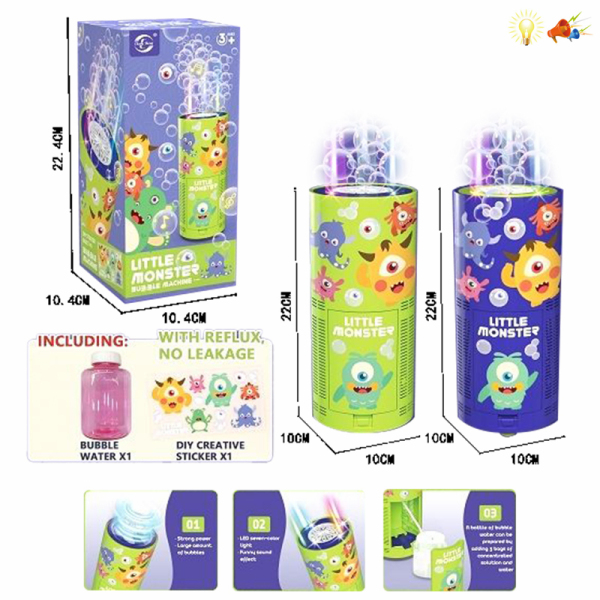 Little Monster Bubble Machine 2 Colors,Electric,Lights,Sound,English language IC,Solid color,Plastic【English Packaging】_201813713_hd