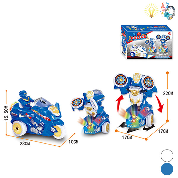 Универсальный мотоцикл На батарейках Меняет форму 2-х колёсный Со светом С музыкой IC без слов Материал без нанесения краски серия "Полиция" пластик【Упаковка на английском языке】_200731799_hd