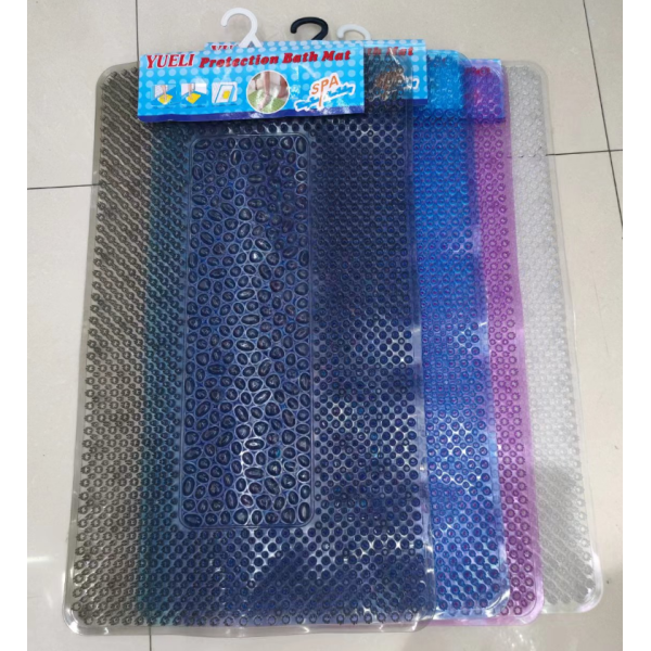 Transparent Rectangular Brushed Stone Bathroom Non-Slip Mat,one colour only,Plastic【Packaging without Words】_201759344_hd