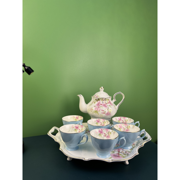 8-head English oval plate teapot set