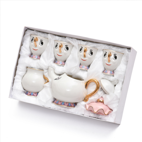 Cartoon Teapot Mrs. 1 Pot 4 Cups 1 Sugar Pot Ceramic Set 【 35 * 24 * 12CM 】