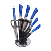 Patterned Blue Handle Knives Stainless Steel 8-Piece Set Acrylic Knife Block,one colour only,Metal【English Packaging】_201578480_1_m