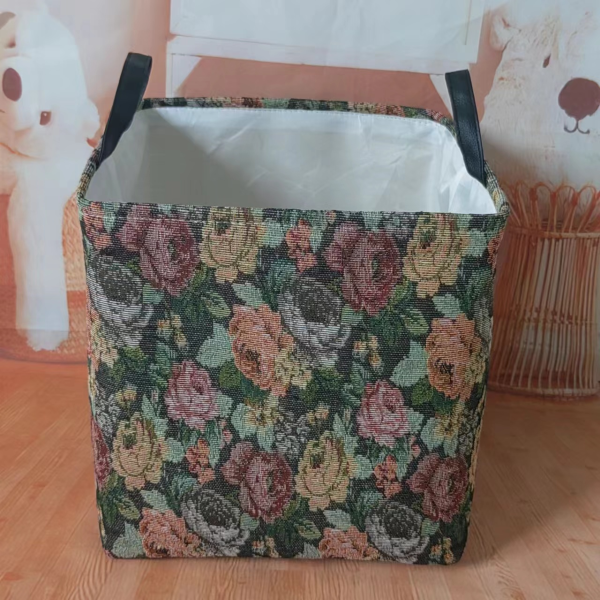 Retro flower fabric dirty clothes basket folding storage basket laundry basket 【 32 * 32 * 32CM 】,one colour only,Textile【Packaging without Words】_201897785_hd