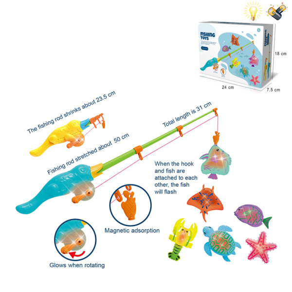 Магнитная вспышка рыболовная удочка с магнитным индукционным светом рыба,Магнитная,Со светом,С элементами питания,пластик【Упаковка на английском языке】_201114224_hd