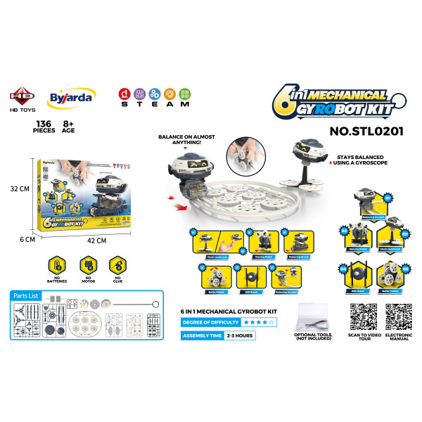 136 (шт.) DIY сборка шести в одном механическом гироскопическом роботе,пластик【Упаковка на английском языке】_201976658_hd