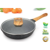 28CM aluminum pot ripple frying pan marble double bottom wood grain handle with lid and box  20 cm With cover 【Packaging without Words】_201301641