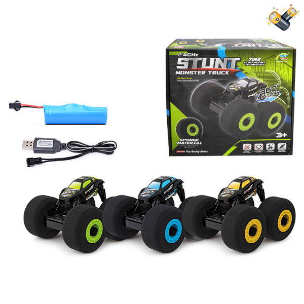 Sponge Wheel Stunt Bike w/USB, Manuals,Дистанционное управление,Пульт управления без батареек, игрушка с батарейками,Чёрные колёса,пластик【Упаковка на английском языке】_200973532_hd