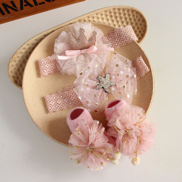 Newborn Hairband + Socks 3 pcs set (box to be filled by yourself)