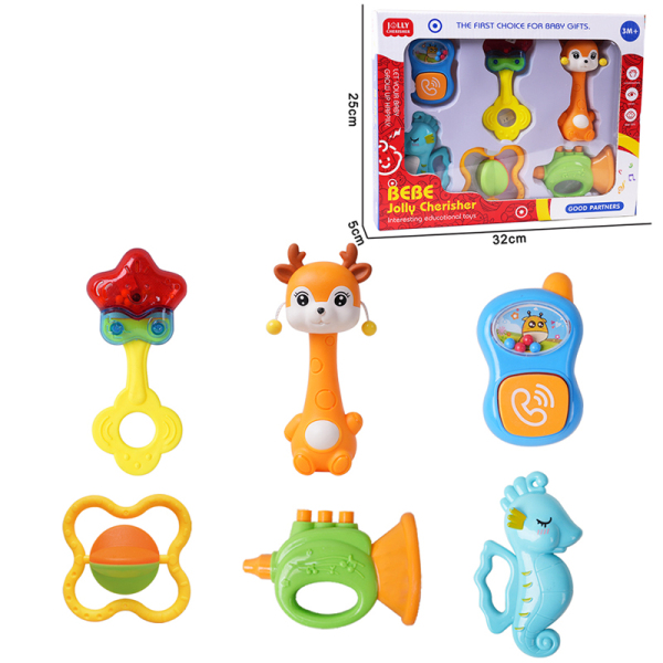 6 (pcs) cartoon puzzle toys to soothe baby gums,Plastic【English Packaging】_201852497_hd