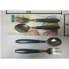 2-piece set of round handled spoons and forks,Mix color,Metal【Packaging without Words】_P03046615_2_m