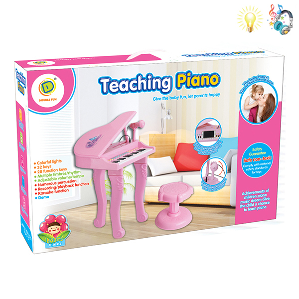 Wooden piano Realistic Lights Music IC without language Mic Plastic【English Packaging】_200125564_hd