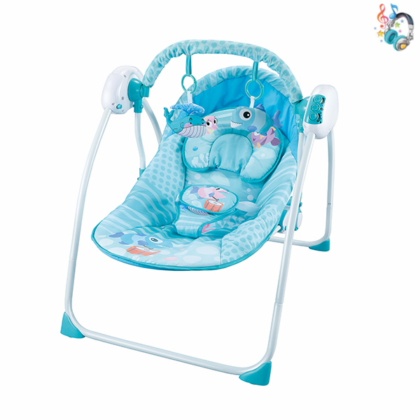 Baby intelligent remote control swing rocking chair with pillow, mosquito net, DC plug