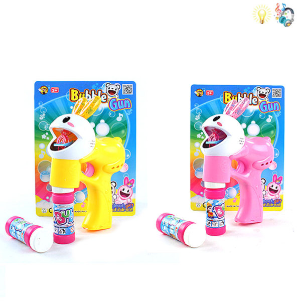 Rabbit Bubble Gun с 2 бутылками пузырьковой воды 2 цвета На батарейках Со светом С музыкой IC без слов пластик【Упаковка на английском языке】_200003353_hd