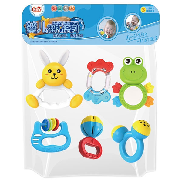 6pcs Baby Rattle Teether (китайская упаковка) пластик【Упаковка на китайском языке】_101021973_hd