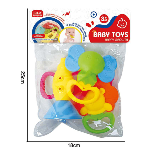 4 (pcs) Cartoon puzzle soothing baby gum toy set