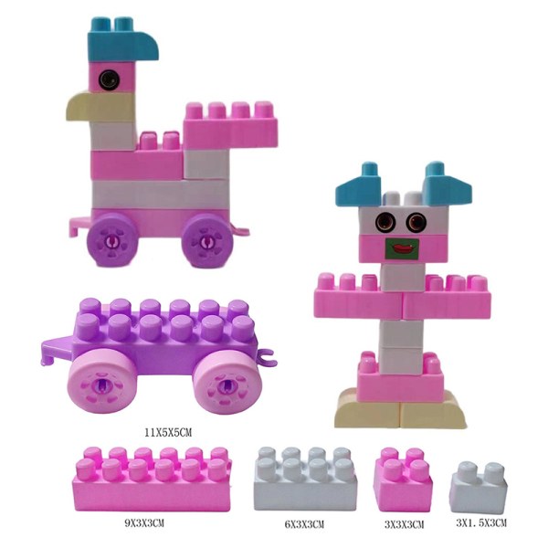 Puzzle building block set with macarons in multiple colors