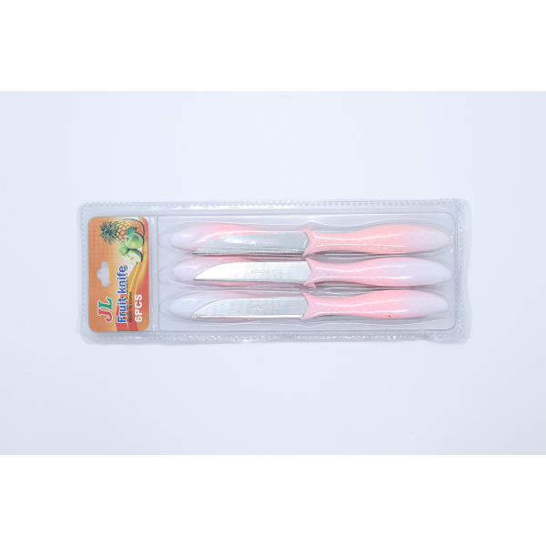 6PC Pink and White Fish Scale Fruit Knife (Random Mixed Color) Fruit Knife Set,Mix color,Metal【English Packaging】_201403352_hd