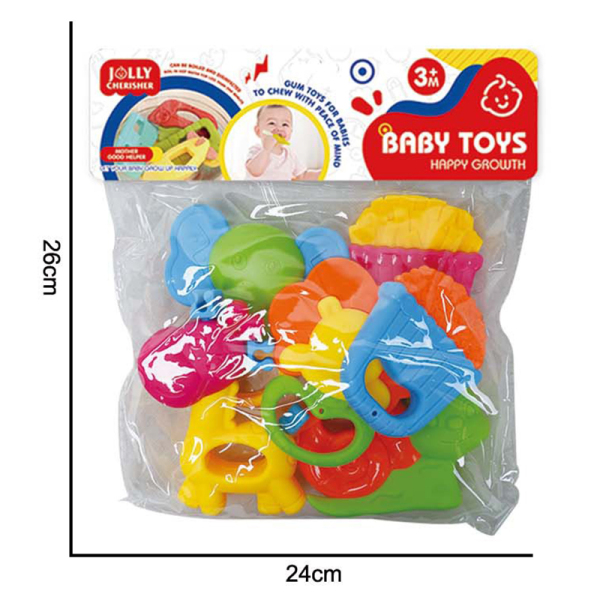 6 (pcs) Cartoon puzzle soothing baby gum toy set