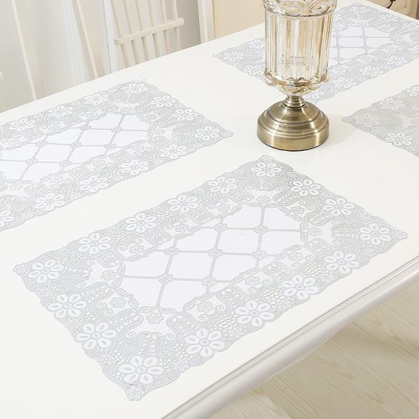 12PCS European style light luxury hollowed out lace gilded dining plate mat,one colour only,Textile【Packaging without Words】_201869382_hd