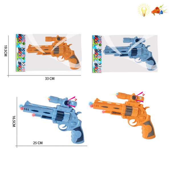 Револьвер 2 цвета На батарейках Пистолетик Со светом Со звуком IC без слов Комбинация цветного материала и нанесения цвета распылением пластик【Упаковка на английском языке】_201182874_hd