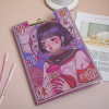 Milk Tea Girl A4 Folding Double Folder Cartoon Board Clip Flat Folder,one colour only,paper【Packaging without Words】_201456120